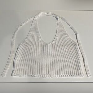 White Ribbed Halter Top